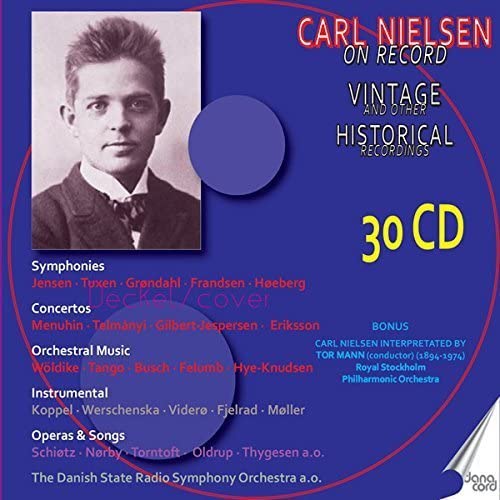 CD cover for "Carl Nielsen On Record" featuring a portrait and text.