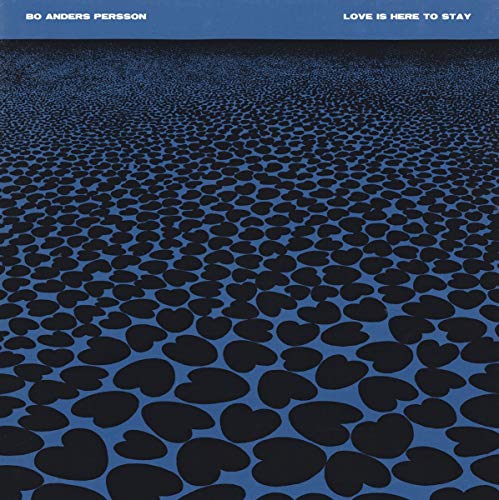 Album cover: dark blue field of repeating heart shapes.