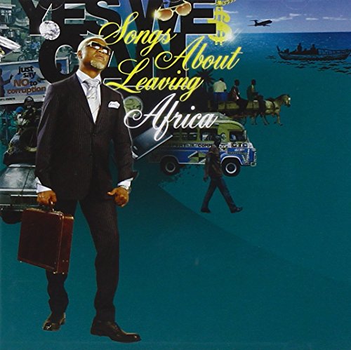 CD cover: man with suitcase, ocean scene, and African imagery.