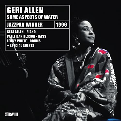 Geri Allen album cover, black and white portrait of the pianist.