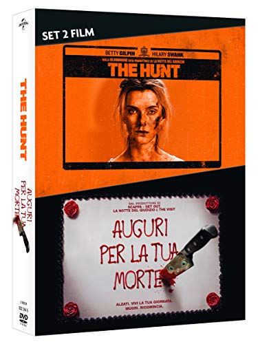 DVD cover for "The Hunt" featuring a distressed woman’s face and a knife.