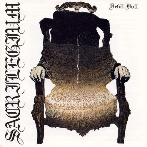 Dark illustration of a distorted figure seated in an ornate chair.