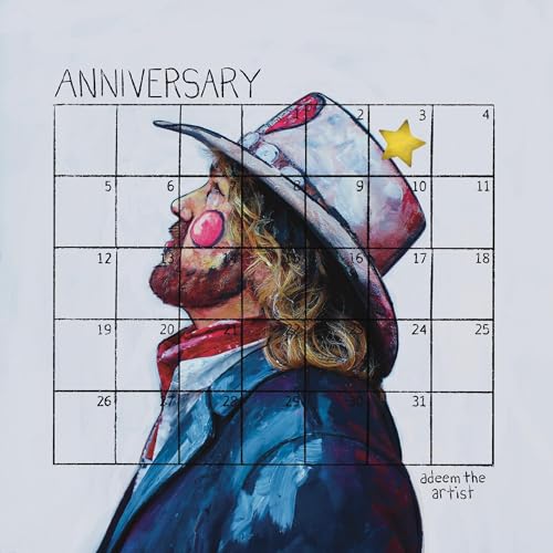 CD cover art: painted clown face overlaid on a calendar grid.