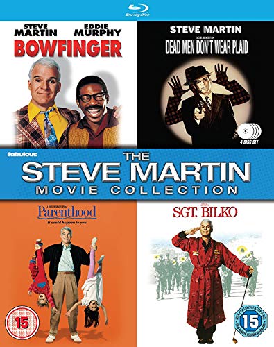Blu-ray cover art for The Steve Martin Movie Collection featuring four film posters.