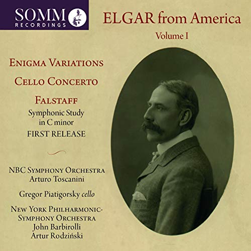 CD cover featuring a sepia-toned portrait of composer Edward Elgar.