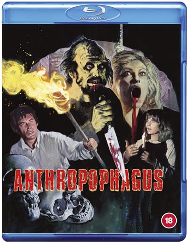 Blu-ray cover for horror film "Anthropophagous" with disturbing imagery.