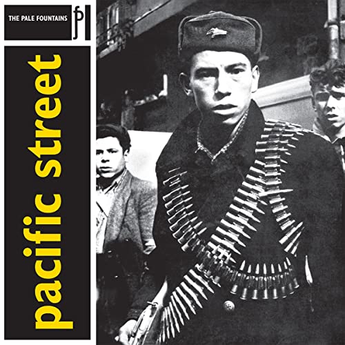 Vinyl album cover for The Pale Fountains’ “Pacific Street” featuring a man in a coat.