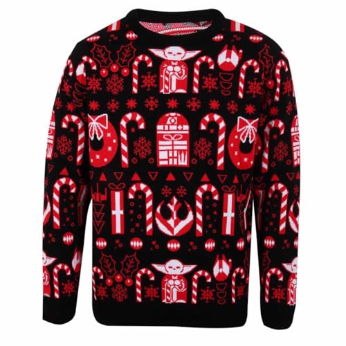 Star Wars The Mandalorian - Candy Cane (Unisex Knitted Jumper) Medium