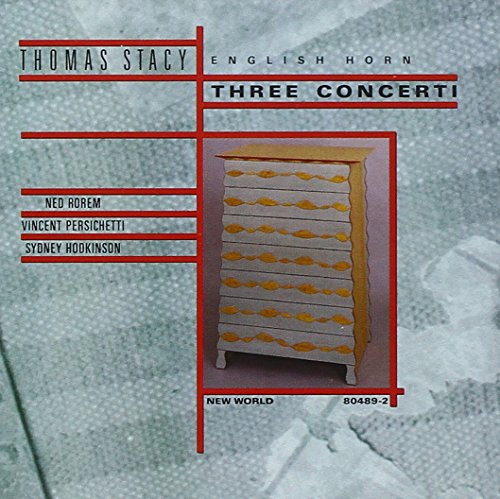 CD cover for "Thomas Stacy: Three Concerti" featuring a chest of drawers.