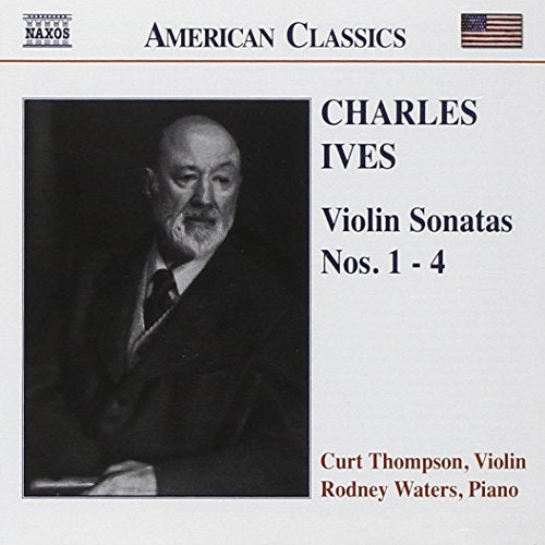 CD cover featuring a portrait of composer Charles Ives and text details.