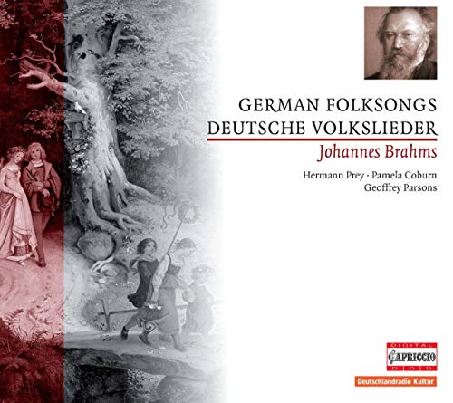 CD cover for Brahms' German Folksongs with portrait and artwork.