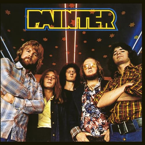 1970s band "Painter" album cover with five men posing against a starry background.