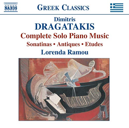 CD cover for Dimitris Dragatakis’ complete solo piano music, abstract art.