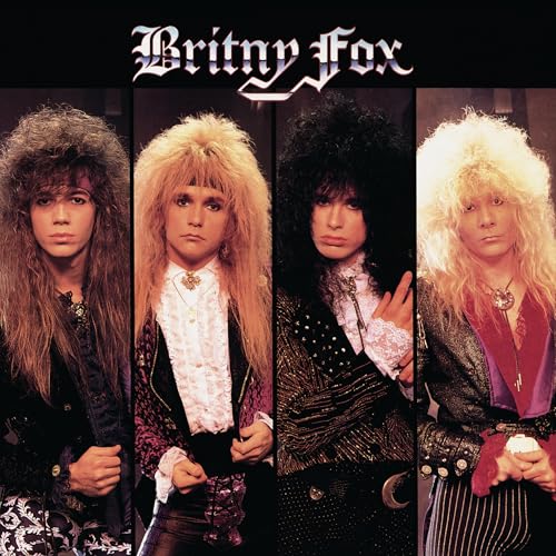 1980s rock band Britny Fox album cover with four musicians and big hair.