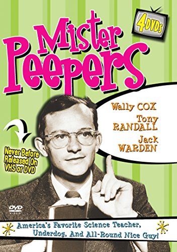 DVD cover for Mister Peepers featuring a man with glasses againstC and a finger raised.