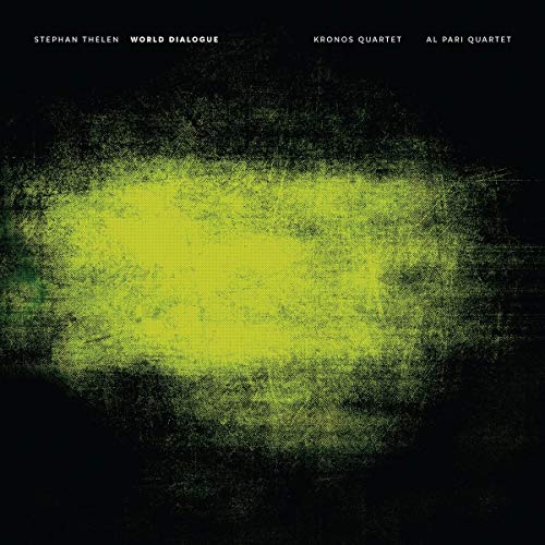 Vinyl record cover: dark background with textured yellow-green center.