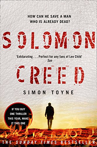 Book cover for "Solomon Creed" featuring a man silhouetted against fire.