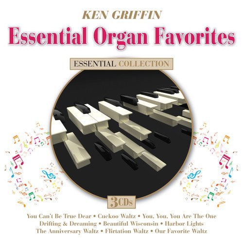 CD cover for Ken Griffin’s “Essential Organ Favorites” with organ keys.