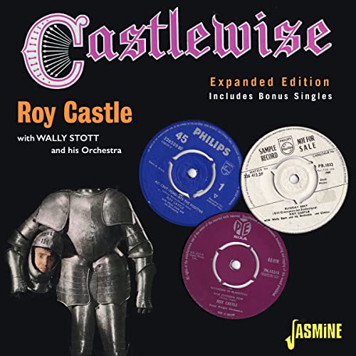 CD cover for Roy Castle’s “Castlewise” featuring a knight and records.