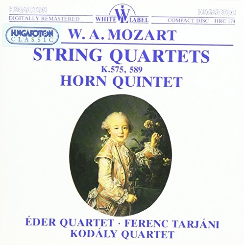 CD cover featuring a portrait of Mozart and text: String Quartets.
