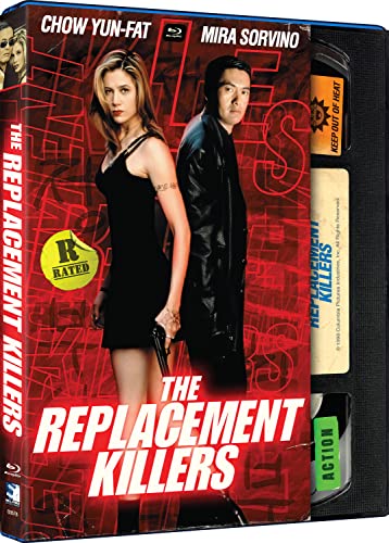 Blu-ray case for “The Replacement Killers” featuring Chow Yun-Fat and Mira Sorvino.