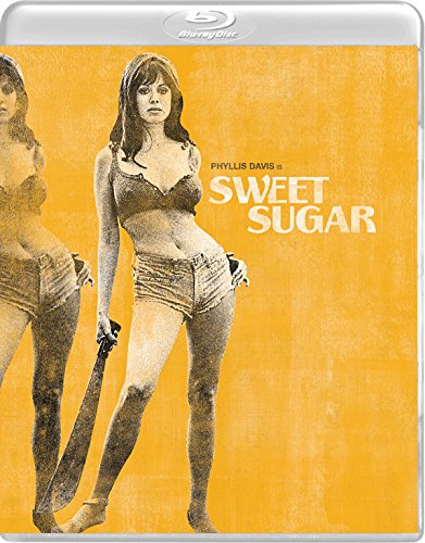Blu-ray cover art featuring Phyllis Davis holding a machete against a textured yellow background.