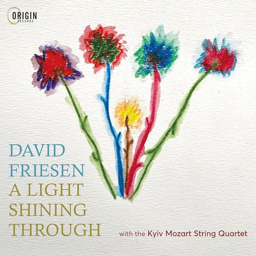 CD cover with watercolor flowers and text: "David Friesen - A Light Shining Through".