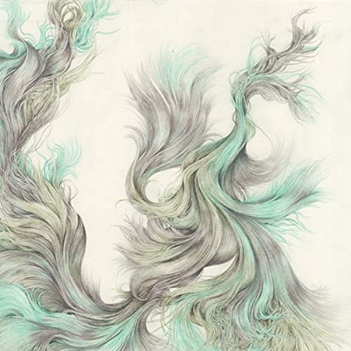 Vinyl record cover with abstract, swirling blue and grey lines.