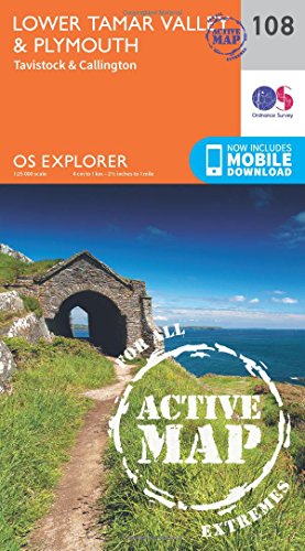 OS Explorer Map Active (108) Lower Tamar Valley and Plymouth