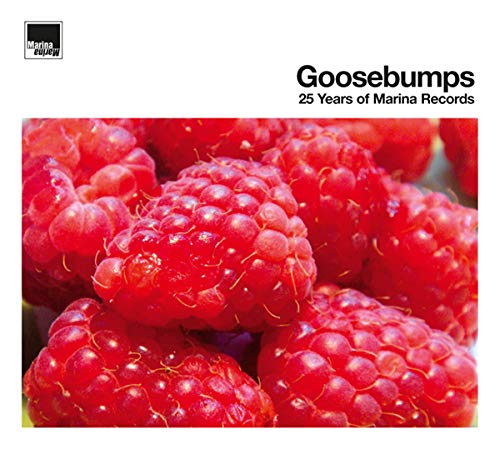 CD cover for “Goosebumps” featuring a close-up of red raspberries.