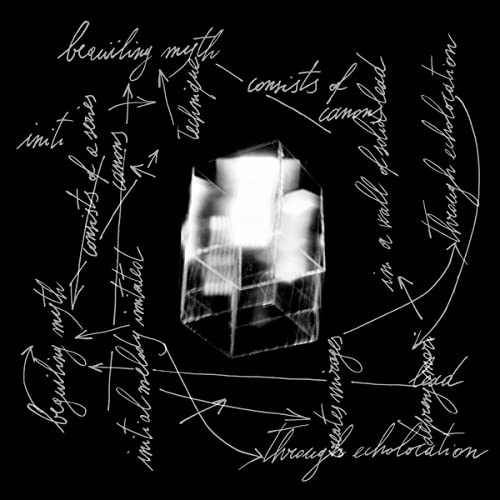 CD cover: abstract white crystal image with handwritten text on black.