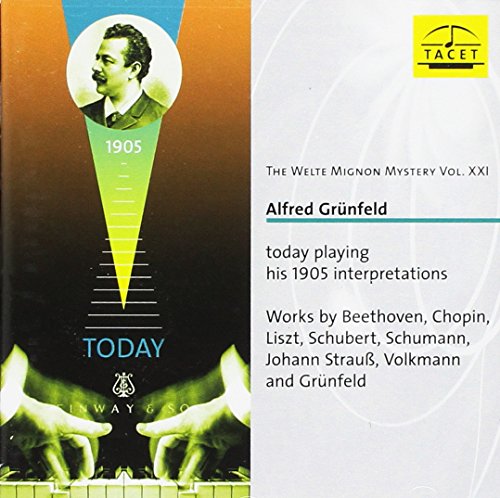 CD cover featuring pianist Alfred Grünfeld and piano keys, with text details.
