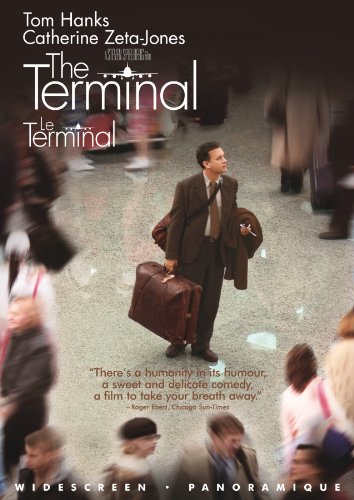 DVD cover for "The Terminal" featuring Tom Hanks in an airport setting.