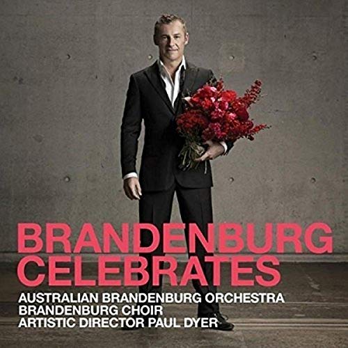 CD cover: Man in suit holding red flowers, text "Brandenburg Celebrates".