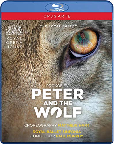Blu-ray cover for Prokofiev’s "Peter and the Wolf" featuring a wolf’s eye.