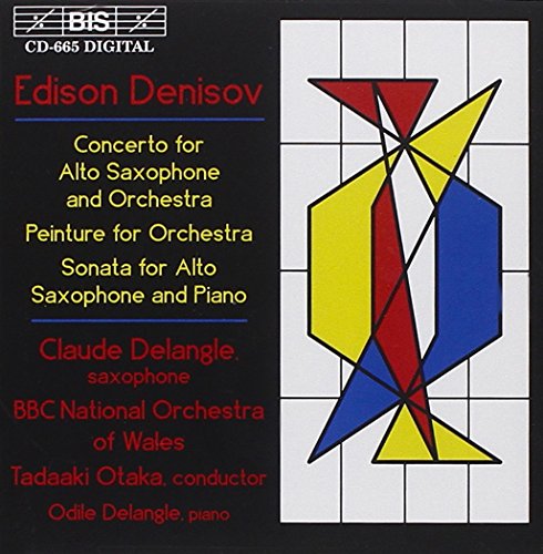 CD cover for Edison Denisov’s concerto, featuring abstract geometric art.