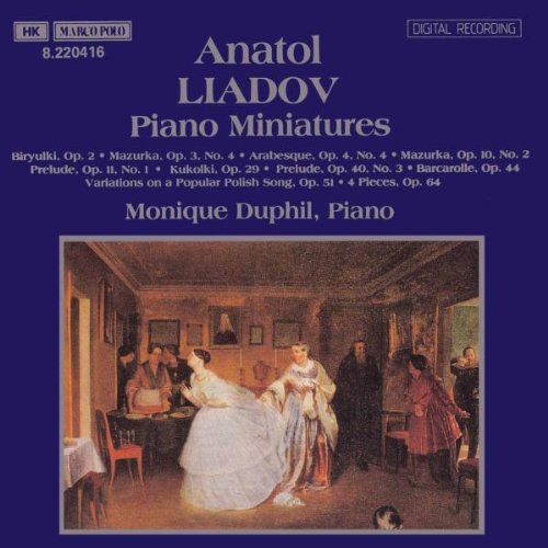 CD cover for Anatol Liadov’s Piano Miniatures featuring a painting of figures.