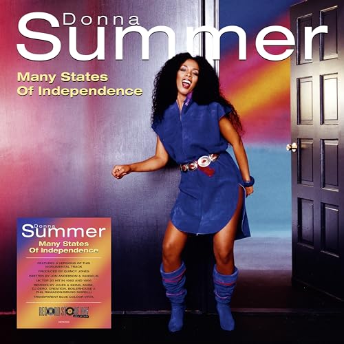 Donna Summer album cover, “Many States of Independence,” featuring a portrait.