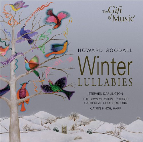 CD cover: colorful birds on branches above a winter landscape.