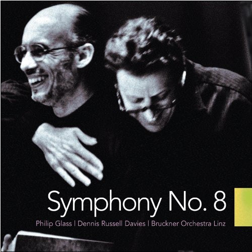 CD cover featuring composer Philip Glass and conductor Dennis Russell Davies.