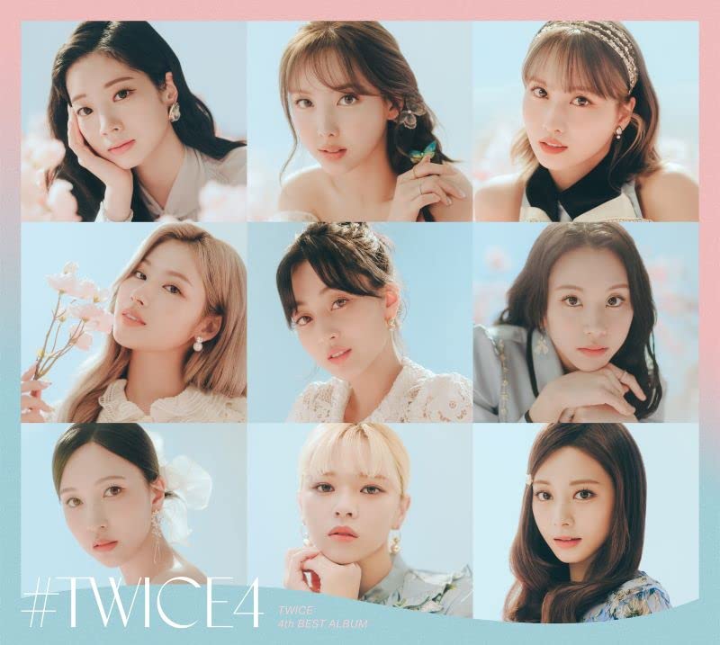 Album cover featuring nine members of the South Korean girl group Twice.