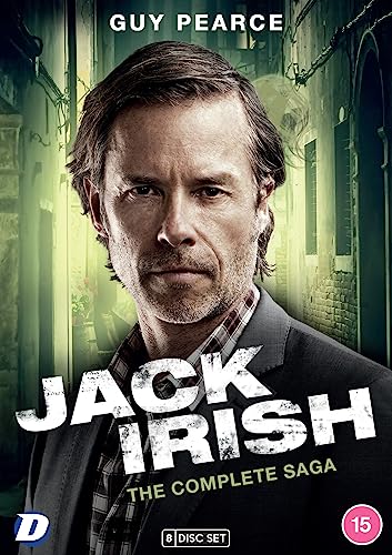 DVD cover featuring Guy Pearce with the title Jack Irish The Complete Saga.