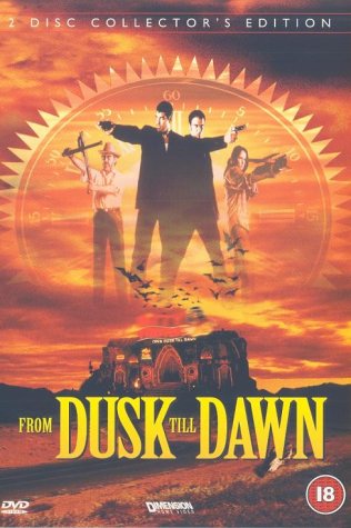 From Dusk Till Dawn" DVD cover with gunmen and a desert landscape.