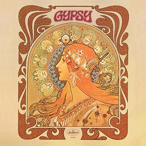 Art Nouveau album cover featuring a woman’s profile and zodiac symbols.