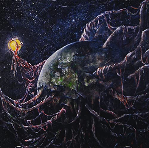 Dark, textured album cover featuring a skull emerging from tangled roots.