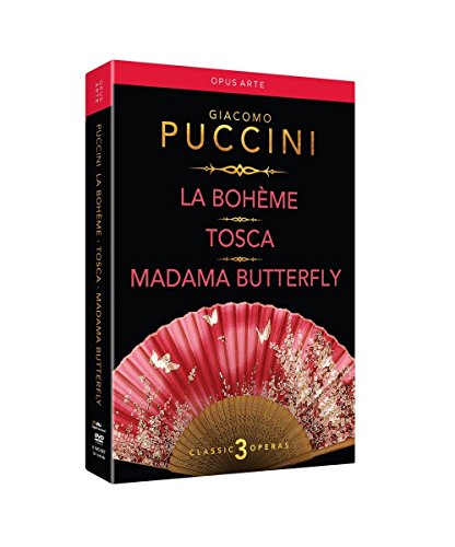Puccini opera box set DVD, red cover with fan image.