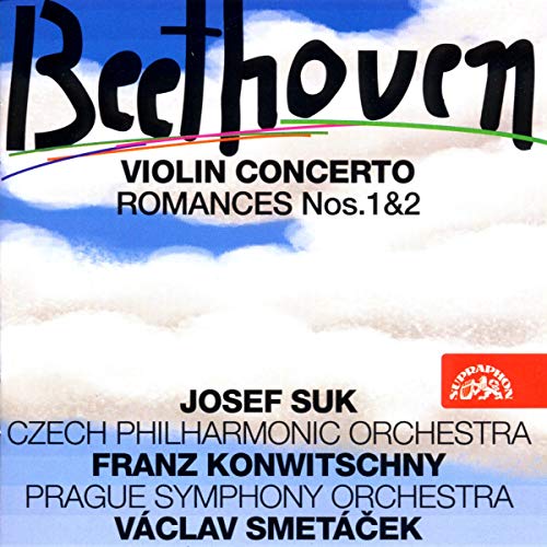CD cover for Beethoven’s Violin Concerto with blue sky background.