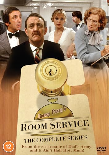 “Room Service” DVD cover featuring cast members and a golden door knob.