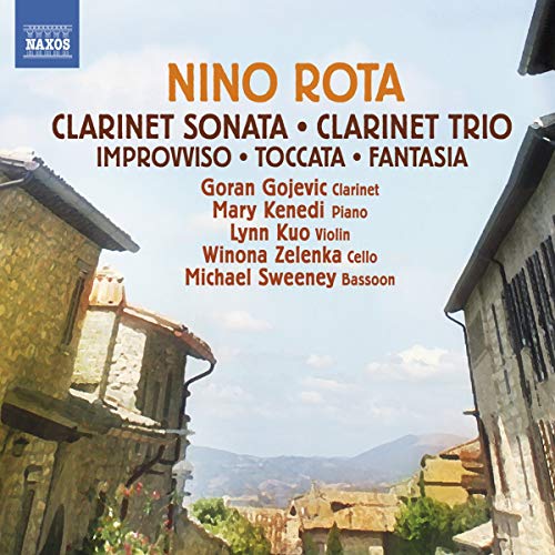 CD cover for Nino Rota’s clarinet sonata and trio, featuring a building.