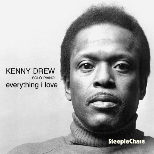 Black and white portrait of jazz pianist Kenny Drew, album cover.